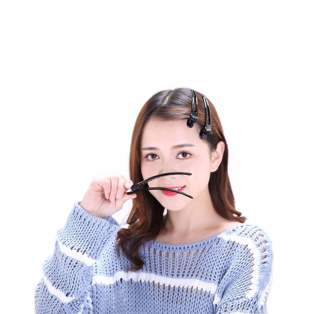 Amazon.co.jp: shefun ダッカール プロ用 lサイズ 大 黒 美容師 業務用